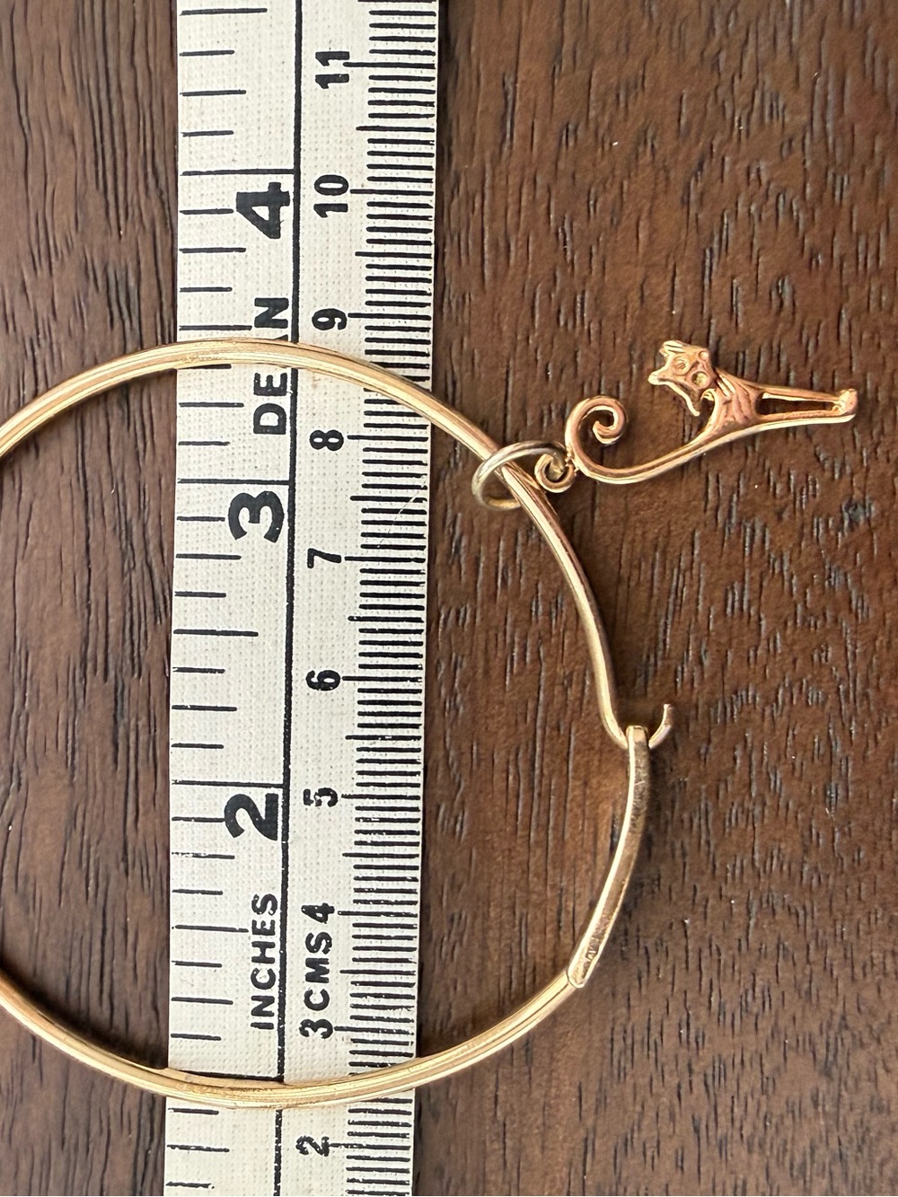 Gold Cat Charm Bangle Bracelet - Women Jewelry - Picture 6 of 6